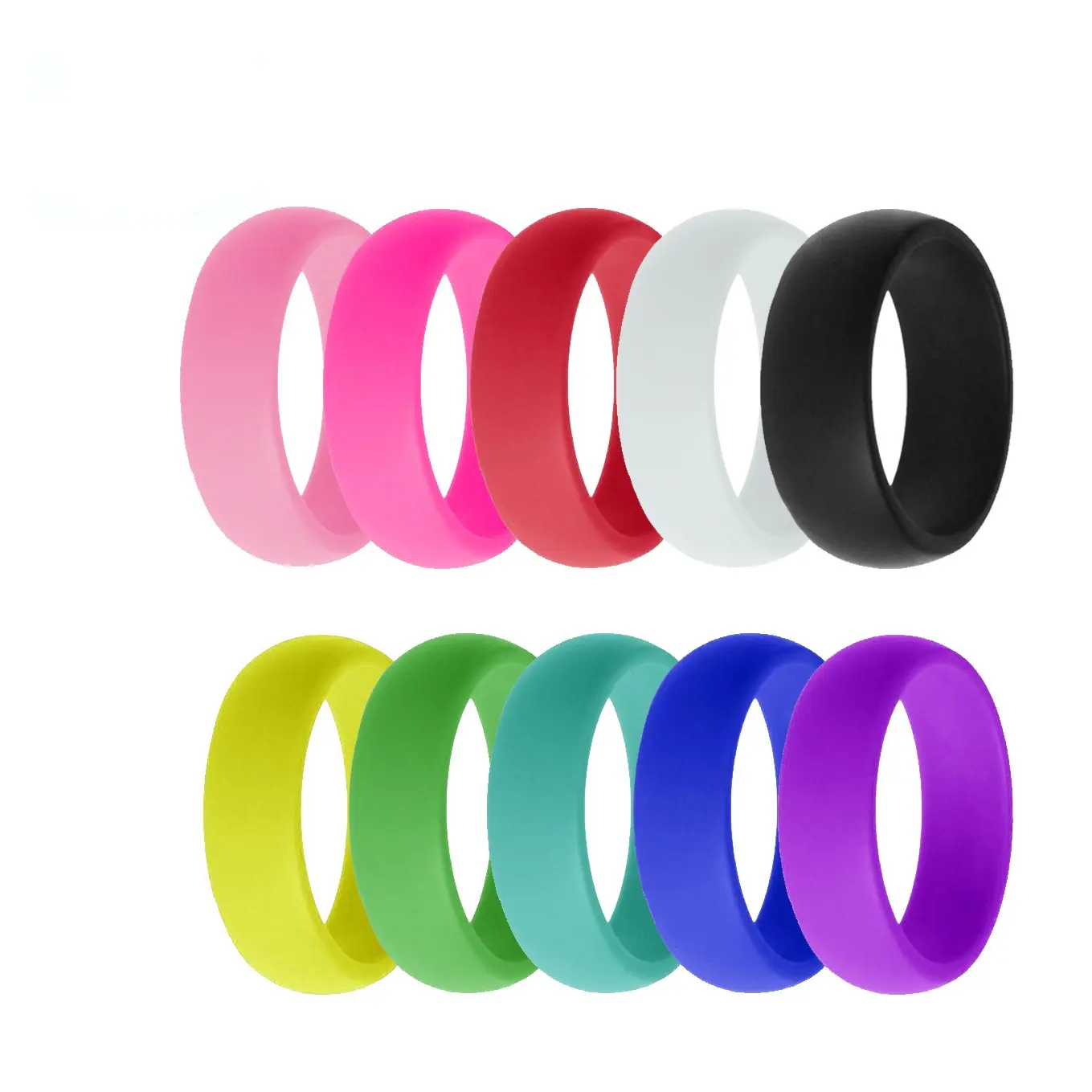 10 Colors/ Sets Rainbow Candy Color Sport Silicone Rings Jewelry 8MM Silicone Rings Sets