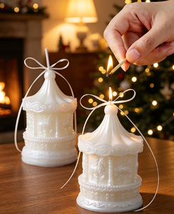 Vela Aromática de Cera de Soya LANJO con Forma de Carrusel, Decorativa, Blanca, para Regalo, Decoración del Hogar, Adorno Navideño, Acción de Gracias, Navidad - Product Image 3
