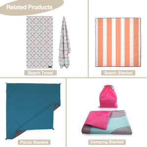Logo personnalisé imprimé 80x160cm Serviette de plage super absorbante pliable en microfibre antidérapante avec sac fourre-tout Serviette 2-en-1 sans sable - Product Image 6