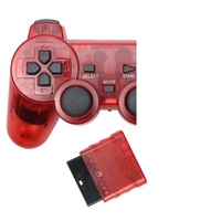 Pengontrol Nirkabel 2.4G untuk Plays2 Double Shock Dual Vibration Twin Shock Gamepad untuk P2 Transparansi Hitam Solid