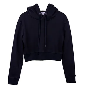 Sudaderas con capucha para mujer, ropa de calle personalizada, informal, básica, de manga larga, lisa, cómoda, Jersey corto