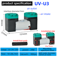 Uv-U3 12V 10L/Min Dc Mini Pompe À Vide Petit Électrique Pompe À Vide À Membrane micro Pompe À Vide peut être utilisé dans le laboratoire