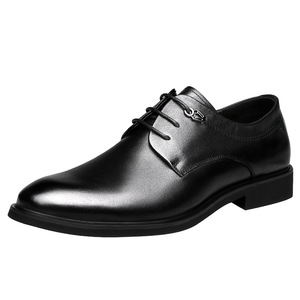 Chaussures habillées en cuir pour hommes, noires, en cuir de vache véritable, à lacets, formelles, pour affaires, mariage, Derby, grandes tailles, pour toutes les saisons - Product Image 5