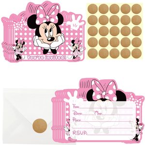 Usine vente chaude dessin animé thème fête ensemble fournitures de fête d'anniversaire avec Minnie Mouse thème conception Invitations carte à vendre - Product Image 1
