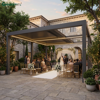 Pergola motorisée à toit à lames orientables en aluminium, gazebo imperméable pour les toits d'hôtels et les terrasses de restaurants