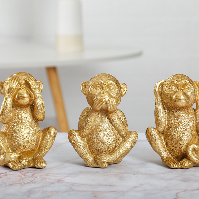 Resin-Set-of-3-Monkeys-Statue-