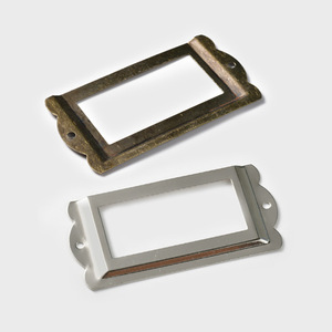 Label Frame 85x42mm Iron Rectangle <b>Drawer</b> Organizer Antique Silver - Product Image 2