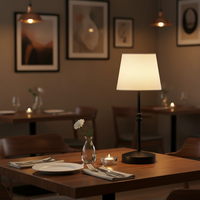 Lampe de bureau LED de style rétro minimaliste nordique moderne, luxe léger, avec batterie, abat-jour en tissu, commande tactile pour chambre à coucher