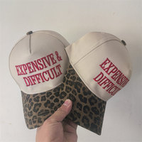 Nueva Gorra de Béisbol con Estampado de Leopardo, Bordado Elaborado, de Algodón para Mujer, Tallas Grandes, Ajustable, de 5 Paneles, Modelo Común Cuatro