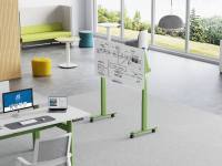 Bureau Mobile Moderne FlexFit 3-en-1 en Acier Inoxydable avec Tableau Blanc Inclinable 0-90°, Poste de Travail, Charge 100kg, Roulettes Silencieuses pour