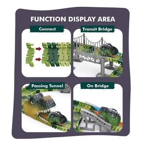 Giocattolo a batteria per pista di dinosauro da 183 pezzi per pista da corsa per slot per bambini con pacchetto personalizzato supportato dalla luce - Product Image 6