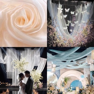 Rideau en fil de cristal blanc et rose EG-L125 pour mariage, draperie de plafond, décoration de scène de <span class=keywords><strong>salle</strong></span> de mariage - Product Image 2