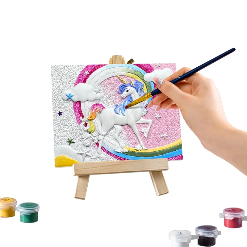 Resina Pendurado Decoração Interior Handmade 3D Lovely Unicorn Similar como Pinturas Numéricas Tamanho Pequeno Pintura DIY