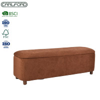 Pouf de rangement CARLFORD orange, banc de rangement au design moderne et confortable avec pieds en bois pour salon, chambre, chambre d'enfant, usage hôtelier