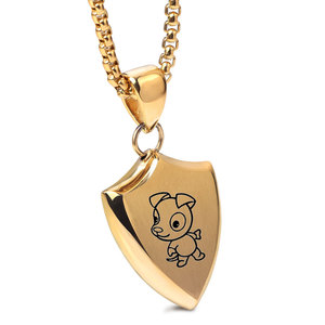 Pendentif Bouclier Triangulaire en Acier Inoxydable Plaqué Or 18K, Gravé au Laser, Breloque Zodiaque Cochon, Collier pour Homme, Usage Quotidien - Product Image 5