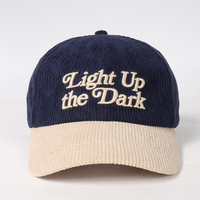 Gorra de Pana de Dos Tonos con Logotipo Bordado, Estilo Dad Hat, Sin Estructura, para Hombre y Mujer, Invierno, OEM