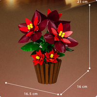 MJI 13124 Poinsettia Blocs de construction créatifs en forme de fleurs, en plastique, à assembler, jouets éducatifs DIY pour enfants