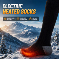Chaussettes chauffantes électriques 5000mAh, contrôle de température à 4 niveaux, fibre de carbone, tricot sans couture, coton modal, hiver, ski, camping, unisexe