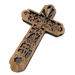 Décoration murale Cadeaux religieux Décorations de Noël Croix de terre sainte en bois d'olivier Croix en bois Décoration murale Croix en bois - Product Image 4