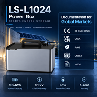 Baterai Surya LiFePO4 1kWh 51.2V 20Ah 1024Wh Modul Penyimpanan Energi yang Dapat Ditumpuk untuk Sistem Surya Balkon