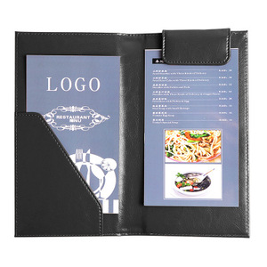 Personalizable logotipo impreso nuevo menú de orden de moda multi-tarjeta de posición de cuero de la pu de punto comida carpeta - Product Image 1