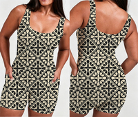 Maillot de bain femme tendance, vente en gros, combinaison sans manches imprimée florale Hawaïenne, grande taille, pour l'été et la plage, avec poches