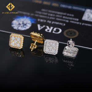 Livraison directe depuis l'entrepôt américain Hip Hop Fashion 925 Sterling Silver VVS Moissanite Square Shape Hip Hop Stud Earring Jewelry - Product Image 5