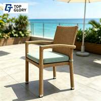 Ensemble de meubles de salle à manger d'extérieur en rotin moderne de luxe TG pour hôtel, jardin, villa, cour, parc, terrasse, table et chaises