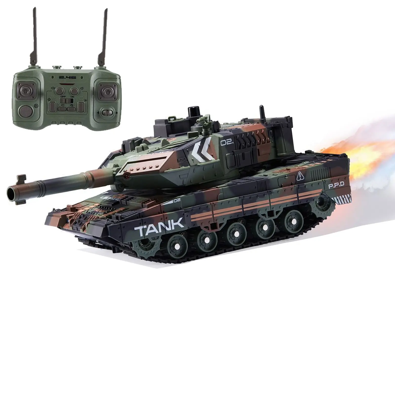 2024 yeni 1:12 büyük 13 fonksiyonları uzaktan kumandalı Tank sesli oyuncak ışık sprey, su bombası çekim Rc tankı, taret dönen tankı