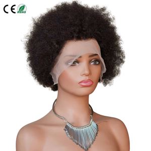 <b>Afro</b> Kinky Curly for Lace Front <b>Wig</b> with High Volume <b>Afro</b> Curl Human Hair Pixie <b>Wig</b> for Black Women 13x4 Lace Frontal Fluffy <b>Wig</b> - Product Image 1