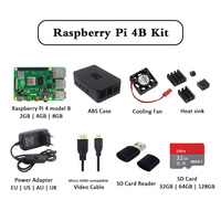 Raspberry Pi 4 Modelo B 2/4/8GB RAM + Funda + Ventilador + Disipador de calor + Adaptador de corriente + Tarjeta SD + Cable compatible con HDM para Raspberry Pi 4B