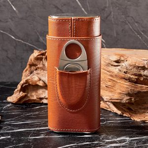 Boîtes à cigares de style américain avec logo personnalisé, humidor de voyage portable de poche, étui à cigares de luxe en cuir pour 3 cigares - Product Image 2