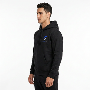 Sweat-shirt à capuche en molleton noir pour homme Storm Fit, coupe classique, pull décontracté avec poche avant et logo imprimé, automne - Product Image 4