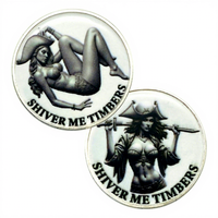 5 pièces de monnaie de pirate pour filles, plaquées argent, noires et blanches, à collectionner, pour le défi des pirates