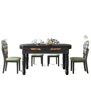 French Retro Solid Wood <b>Dining</b> <b>Table</b> And Chair <b>Set</b> 6 Piece <b>Extendable</b> Vintage Style For <b>Dining</b> Room - Product Image 5