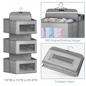 Foldable 6 Tier Shelf Hanging Closet Organizer, 6 Shelves Closet Hanging Shelf with 2 Sturdy <b>Hooks</b> for Storage - Product Image 4