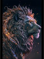 Peinture Diamant 5D SONGWOOART Lion Galactique Majestueux Étoilé, Broderie Diamant Ronde Complète DIY, Décoration Murale Moderne pour Bureau