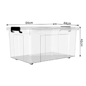 42L Transparent Stackable clear Plastic Storage Box with Wheels - Product Image 2