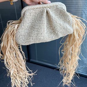 Sacs <span class=keywords><strong>de</strong></span> <span class=keywords><strong>plage</strong></span> atmosphériques <span class=keywords><strong>en</strong></span> <span class=keywords><strong>paille</strong></span> naturelle 100 % faits main <span class=keywords><strong>de</strong></span> luxe, sacs au crochet, pochettes <span class=keywords><strong>de</strong></span> soirée et <span class=keywords><strong>de</strong></span> mariage pour femmes - Product Image 6