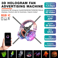 100Cm Wifi Haute Résolution 3D Hologramme Affichage Led Ventilateur 3D Hologramme Led Projecteur Hologramme 3D Led Ventilateur