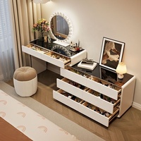 Table de maquillage moderne en bois avec lumières LED coiffeuse miroir tiroirs pour chambre salon pour hôtels