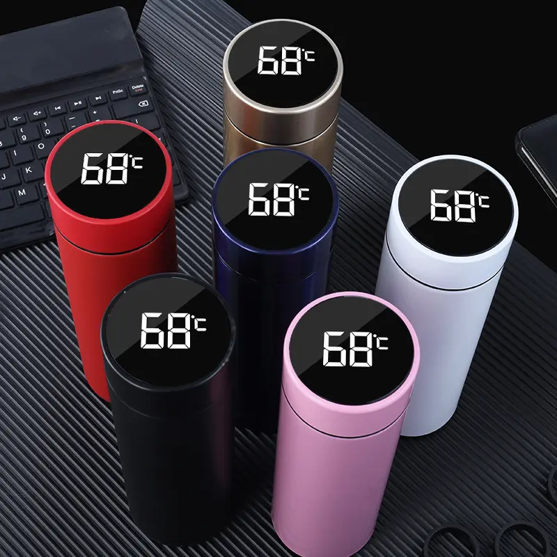 500ml di vuoto in acciaio inox coibentato smart termica bottiglia di acqua di viaggio tazza di caffè tumbler con visualizzazione della temperatura LED