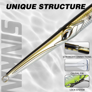 Leurre de pêche articulé Hunthouse 3 sections 255mm/30.6g, leurre dur coulant pour la pêche <span class=keywords><strong>au</strong></span> trolling en eau salée, leurre pour la pêche <span class=keywords><strong>au</strong></span> bar - Product Image 3