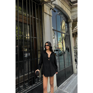 Blusa de Gamuza Negra para Mujer, Elegante y Estilosa Camisa de Gamuza - Product Image 1