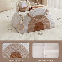 Panier de rangement pour couches en corde de coton écologique, tissé arc-en-ciel, pour la chambre de bébé, cadeau de naissance