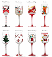 Verre à vin en cristal peint à la main, style vintage, à pied haut, motif floral, décoratif, avec tige colorée, tournesol, tulipe, idéal pour cadeau, vente en gros