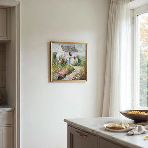 <span class=keywords><strong>Peinture</strong></span> à l'huile de chalet irlandais peinte à la main, <span class=keywords><strong>paysage</strong></span> floral <span class=keywords><strong>romantique</strong></span> pour la décoration intérieure, tableau mural - Product Image 5