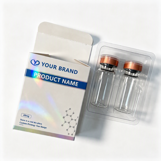 Custom Logo 10ml Glass Vial Duo Pack White Card Box Plastic Tray Cosmetic Packaging Vinyl Labels