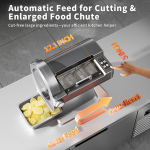 Coupe-<span class=keywords><strong>légumes</strong></span> et fruits 300W à bac profond, avec poussée automatique des aliments, lame en acier inoxydable, robot culinaire pour usage commercial en cuisine, préparation alimentaire - Product Image 3
