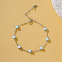 Bracelet en argent sterling S925 avec 7 opales, quartz de luxe léger, bracelet à breloques polyvalent, bijoux de célébrité d'Internet, cadeau